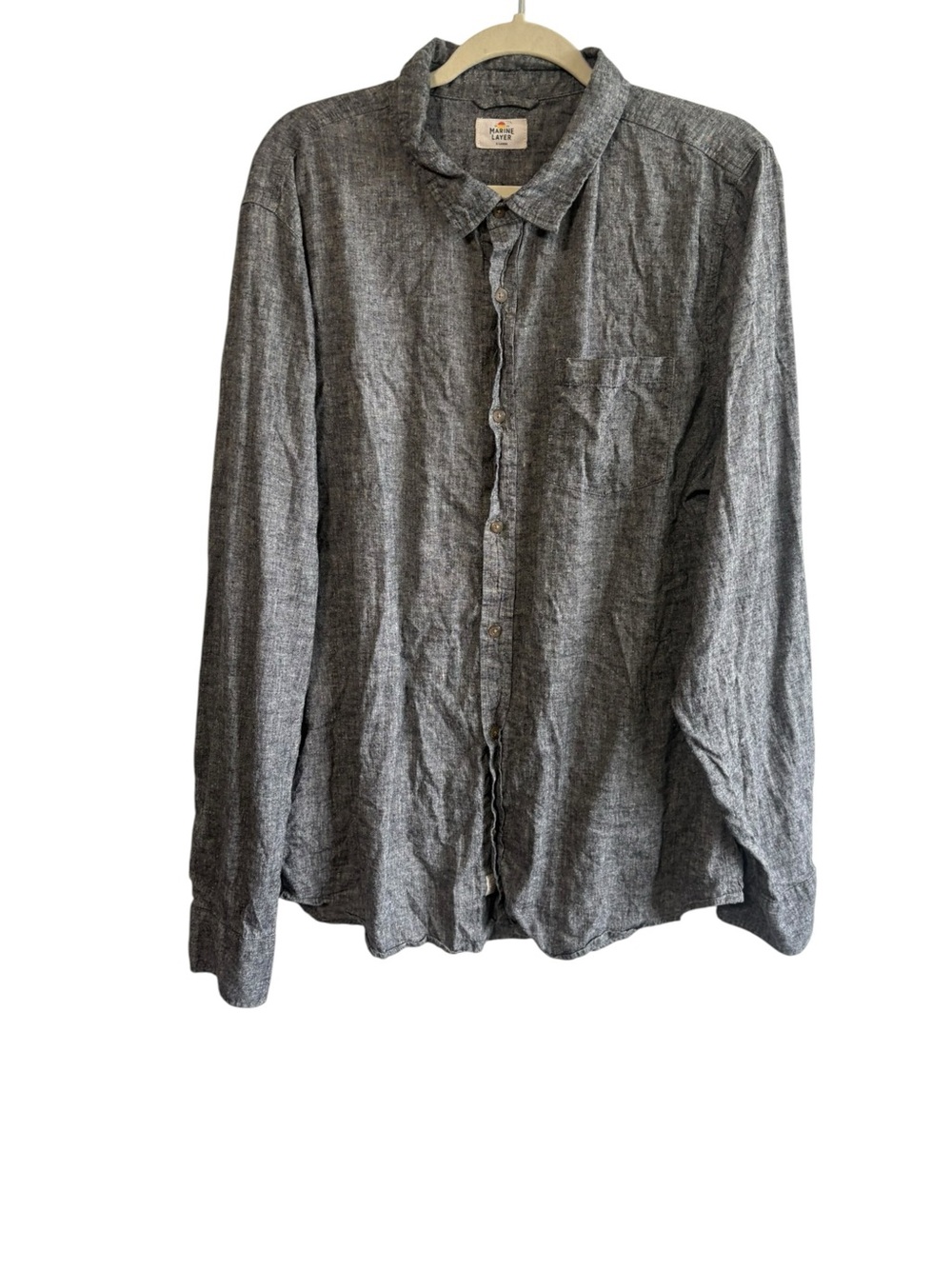Marine Layer Size XL Gray Hemp Blend Long Sleeve Button Up Shirt Lightweight‎